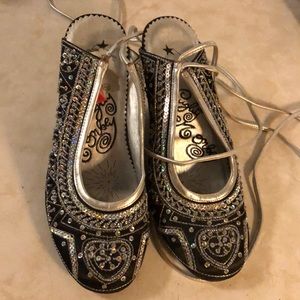 Naughty Monkey strappy sequined wedge beauties